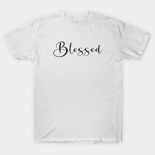 Blessed - Word Art in Black Color typography script T-Shirt